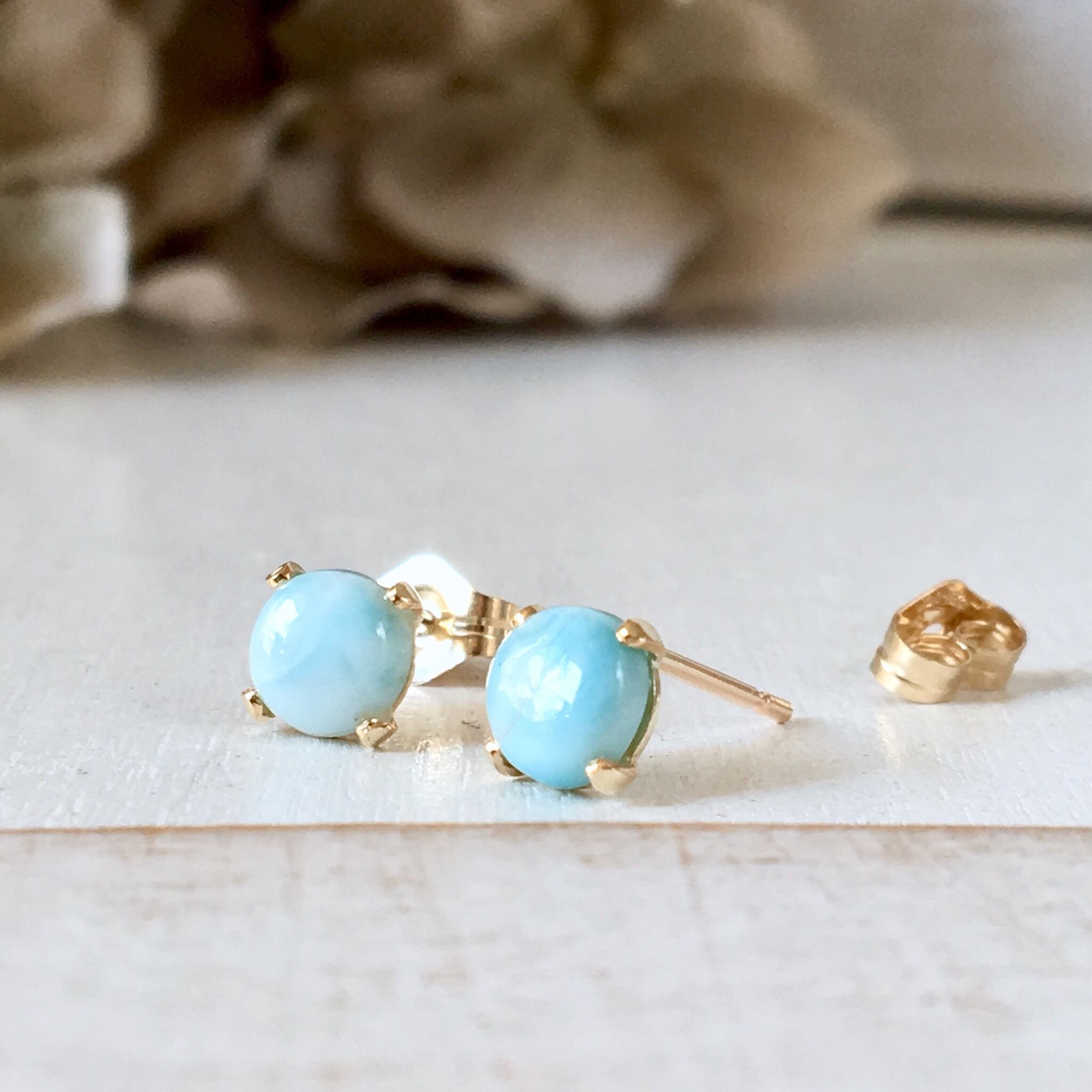 14kgf天然石ラリマーピアス】 | Anemoon handmade jewelry