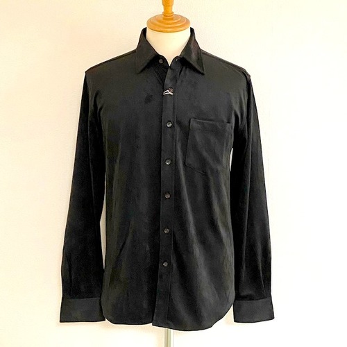 Stretch Fake Suede Shirts　Black