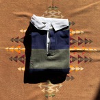 1980's DEADSTOCK  L.L.Bean Striped RUGBY SHIRT  Made in USA/Nav x Olive/ XXL