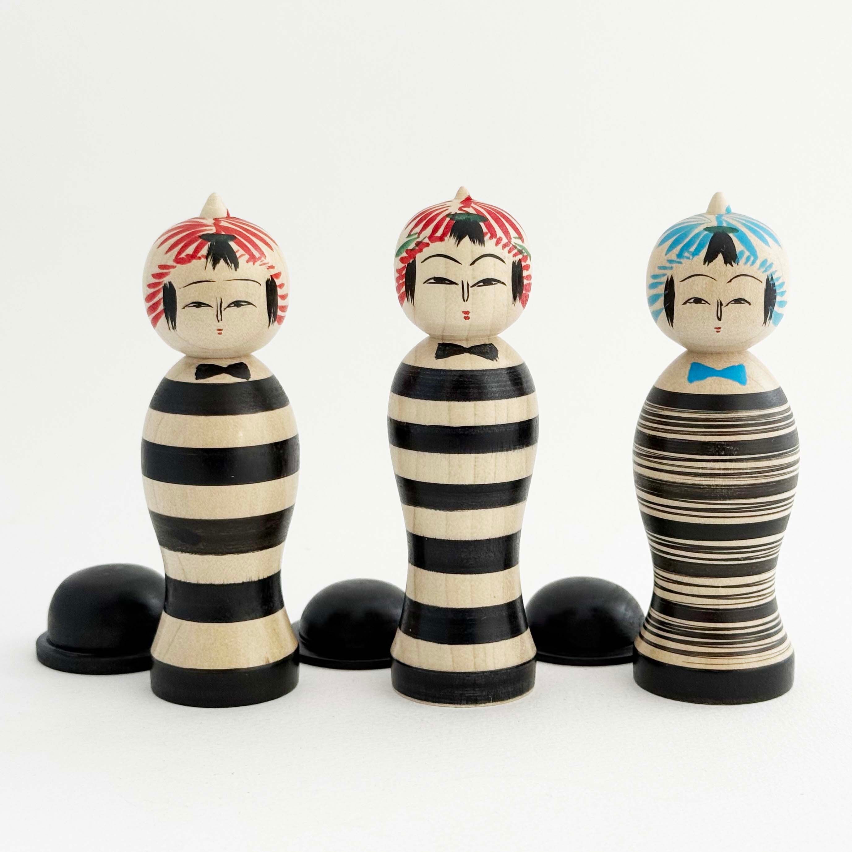 帽子ボーダーこけし(遠刈田系 / 小笠原義雄工人)