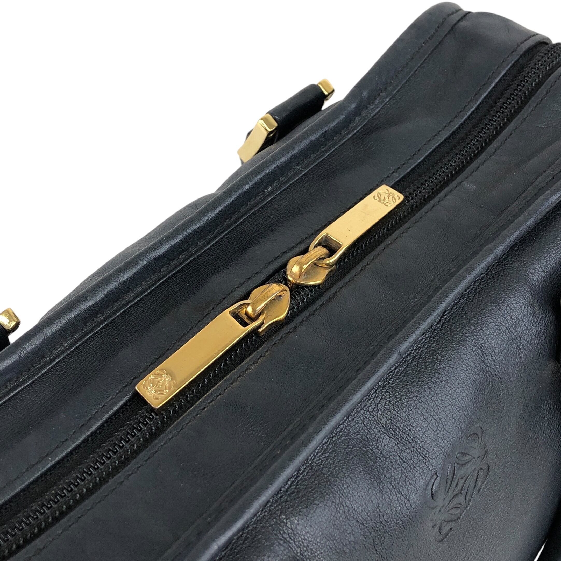 LOEWE ロエベ アマソナ ハンドバッグ ネイビー アナグラム レザー