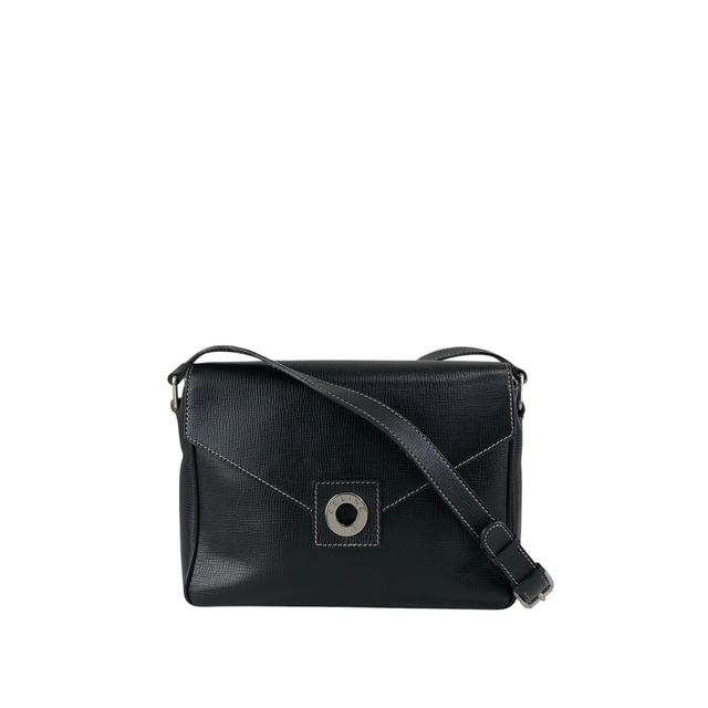 CELINE セリーヌ ショルダーバッグ ブラック サークルロゴ レザー vintage ヴィンテージ オールド e3r52b
