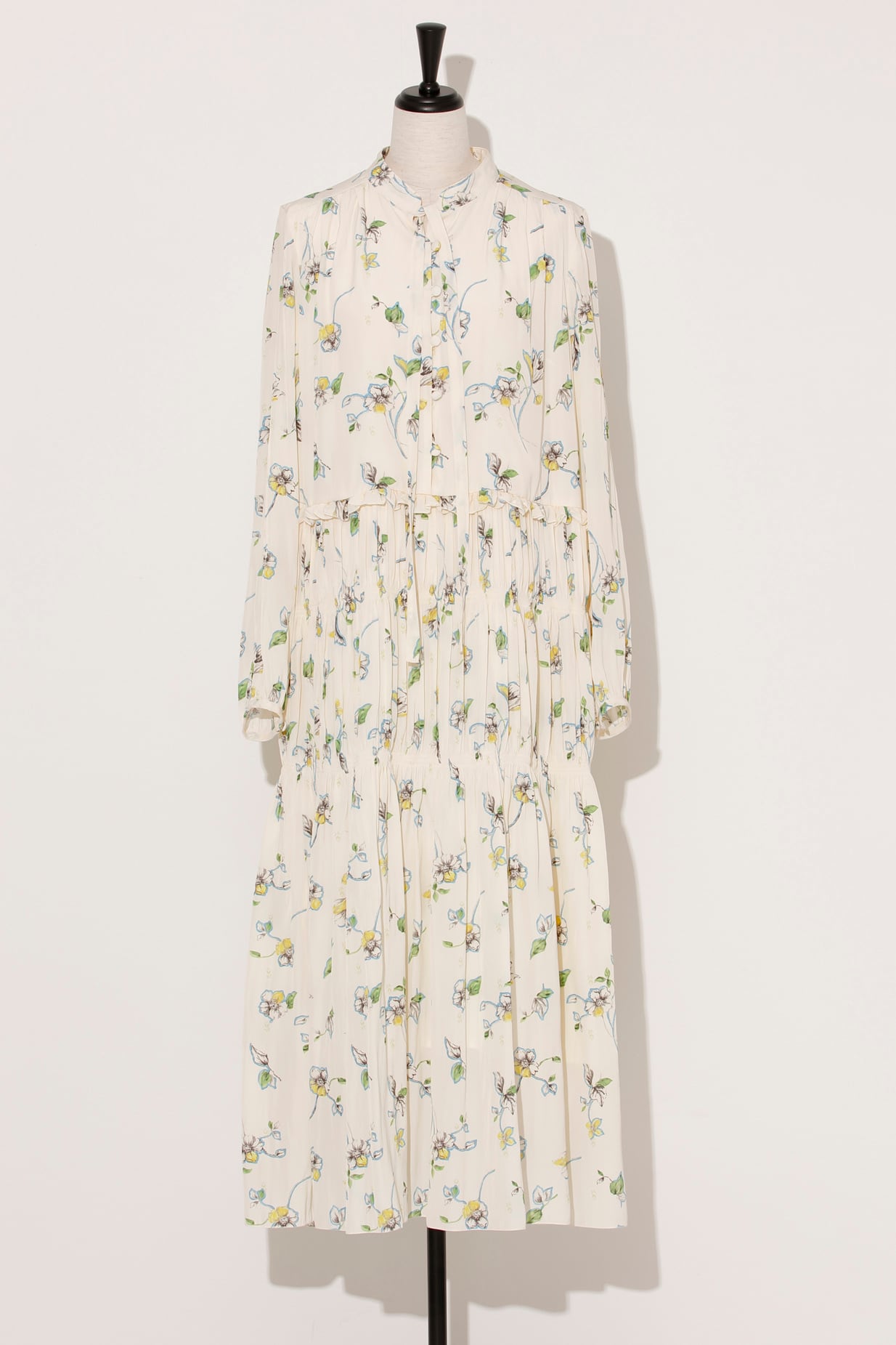 Draw Flowers Tiered Dress WHITE