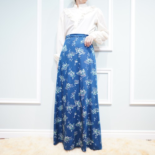 70's USA VINATGE FLOWER PATTERNED DESIGN LONG SKIRT/70年代アメリカ古着お花柄デザインロングスカート