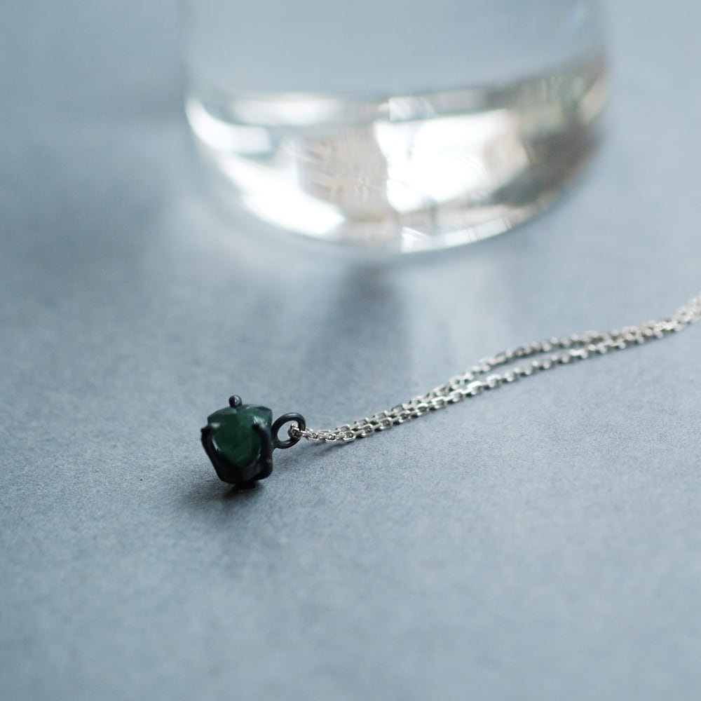 三角 緑水晶 いぶし ネックレス シルバー925 | クラウドジュエリー