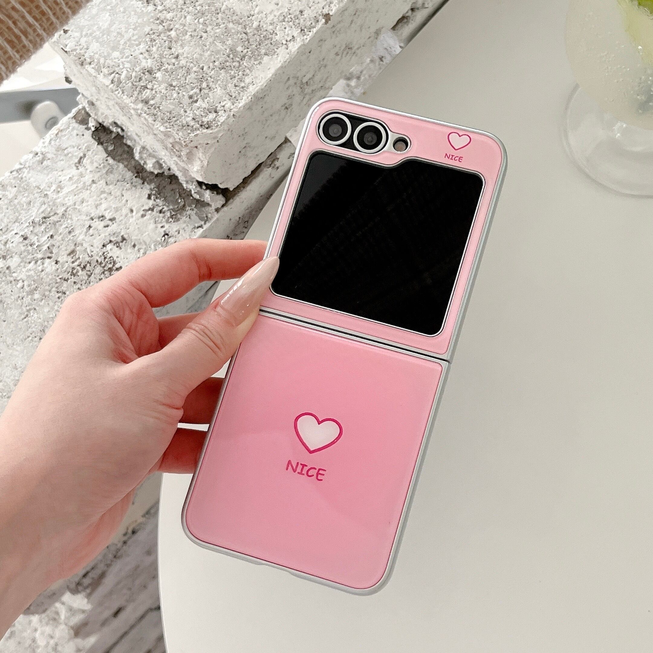 3色展開 ハート柄 Galaxy Z Flip 8 7 6 5 4 ケース ツヤあり かわいい