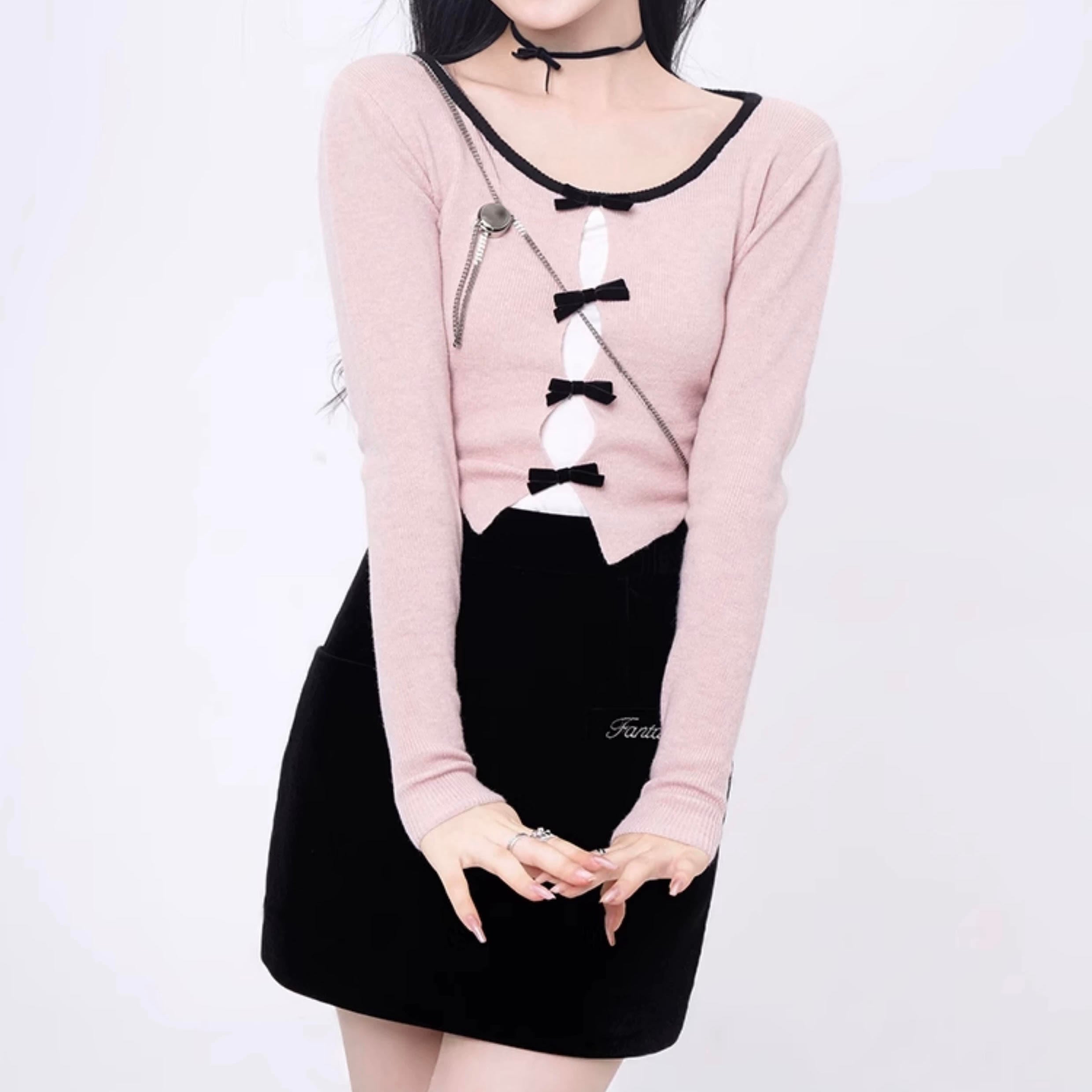 トップス ニットソー セーター ミニ丈 長袖 Vネック リボン かわいい 大人可愛い きれいめ シンプル カジュアル 大人 上品 おしゃれ お洒落 大人可愛い 大人女子 こなれ感 ラブリー キュート ガーリー エレガント 主役級 存在感 無地 春 秋 冬 誕生日 10代 20代 30代 トップス ニットソー セーター ミニ丈 長袖 Vネック リボン かわいい