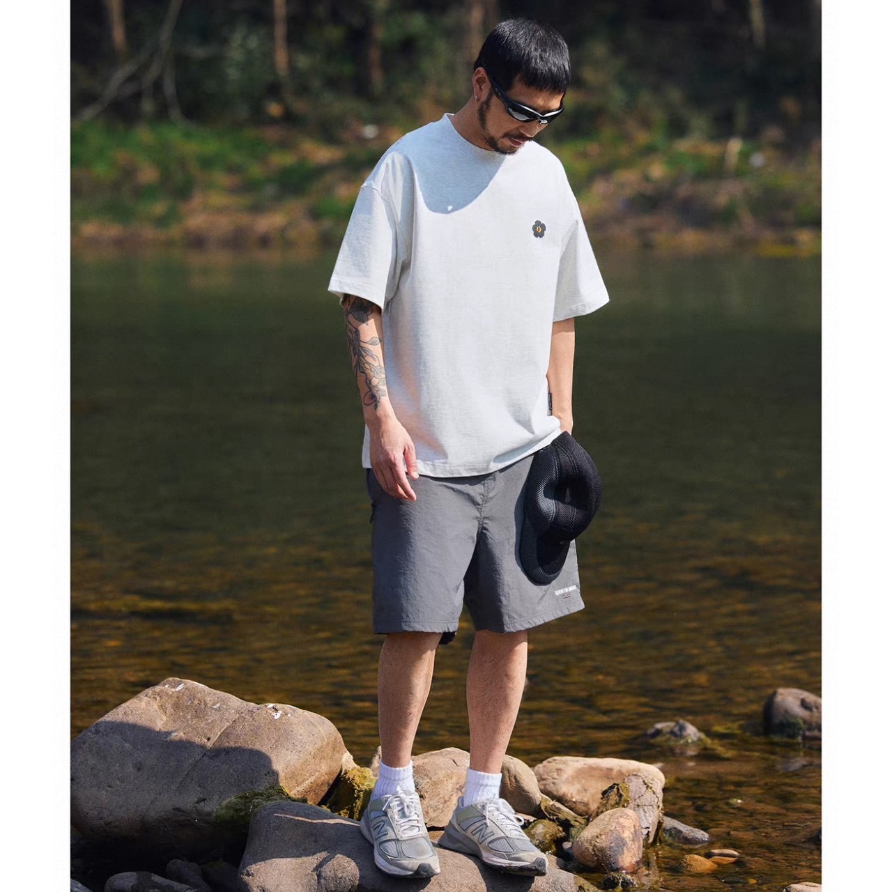 Flower embroidery oversized tee 1491 - 8