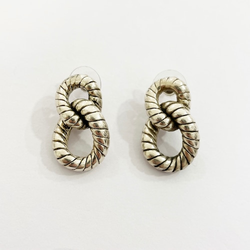 Vintage 925 Silver Rope Twist Knot Pirced Earrings