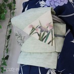 正絹紗　秘色に花の夏なごや