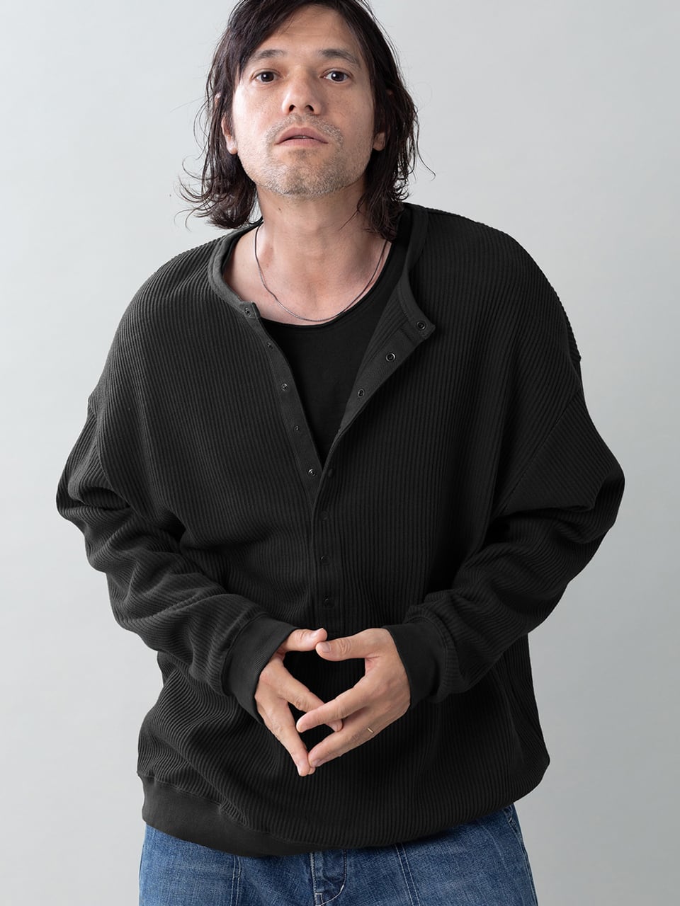 EGO TRIPPING (エゴトリッピング) DEEP FRONT ヘンリーネックロンTEE
