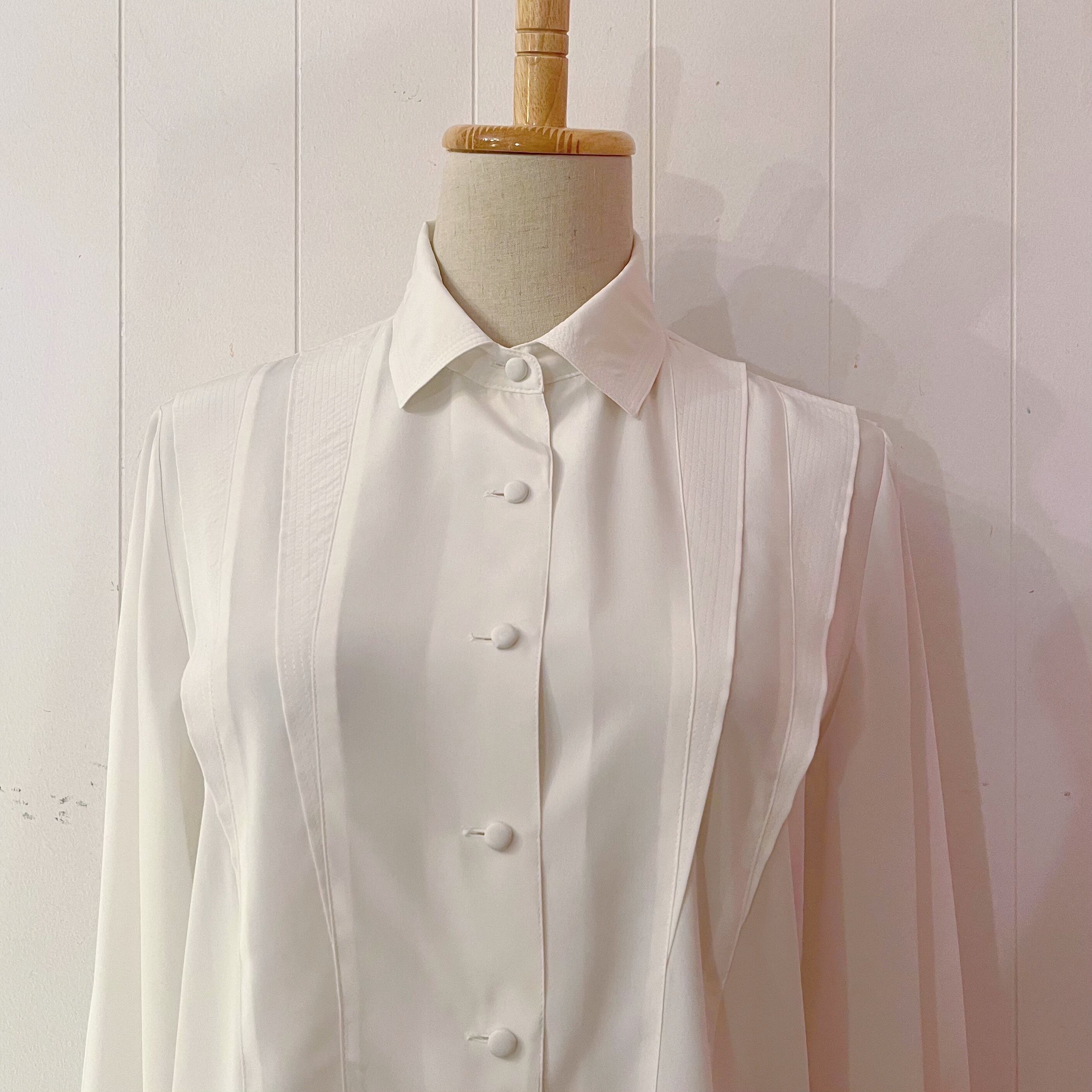 shoulder tuck white blouse