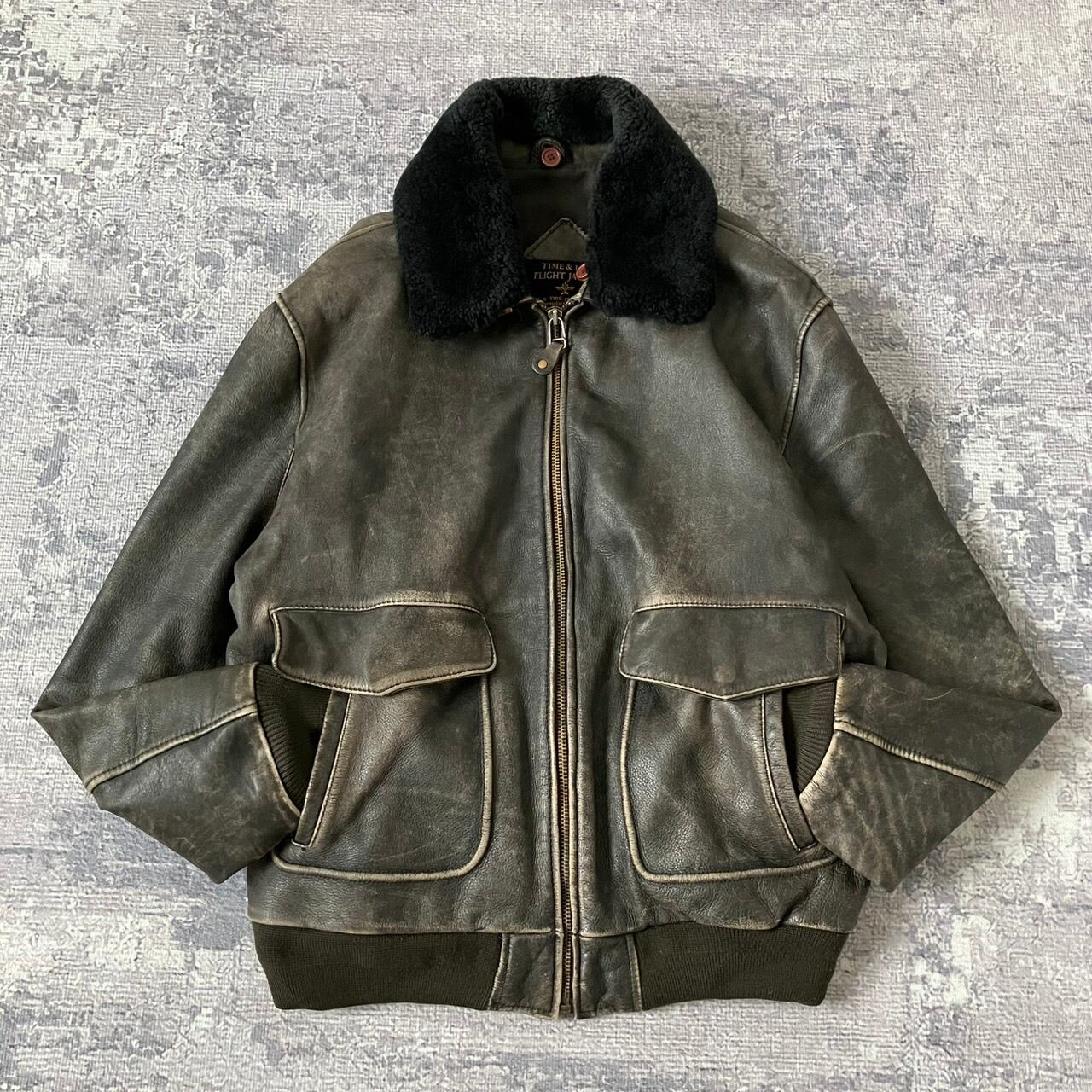 vintage A-2 レザージャケット　襟ボア着脱可能　牛革　短丈　M vintage A-2 レザージャケット 襟ボア着脱可能 牛革 短丈 M ROA