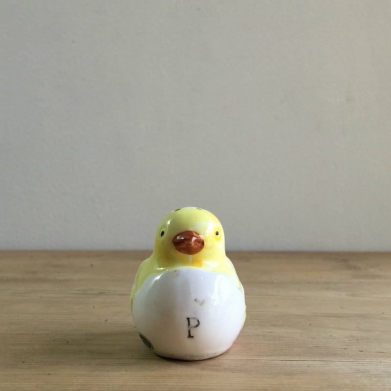 陶器 容器 卵型 ひよこ 卵から生まれるひよこ 陶器 ソルト&ペッパー入れ | ansorbet