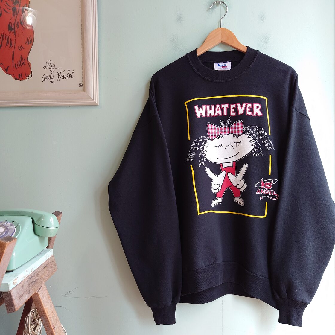 locker line 90s vintage キャラクタースウェット アート系 黒 XL | PAY ID