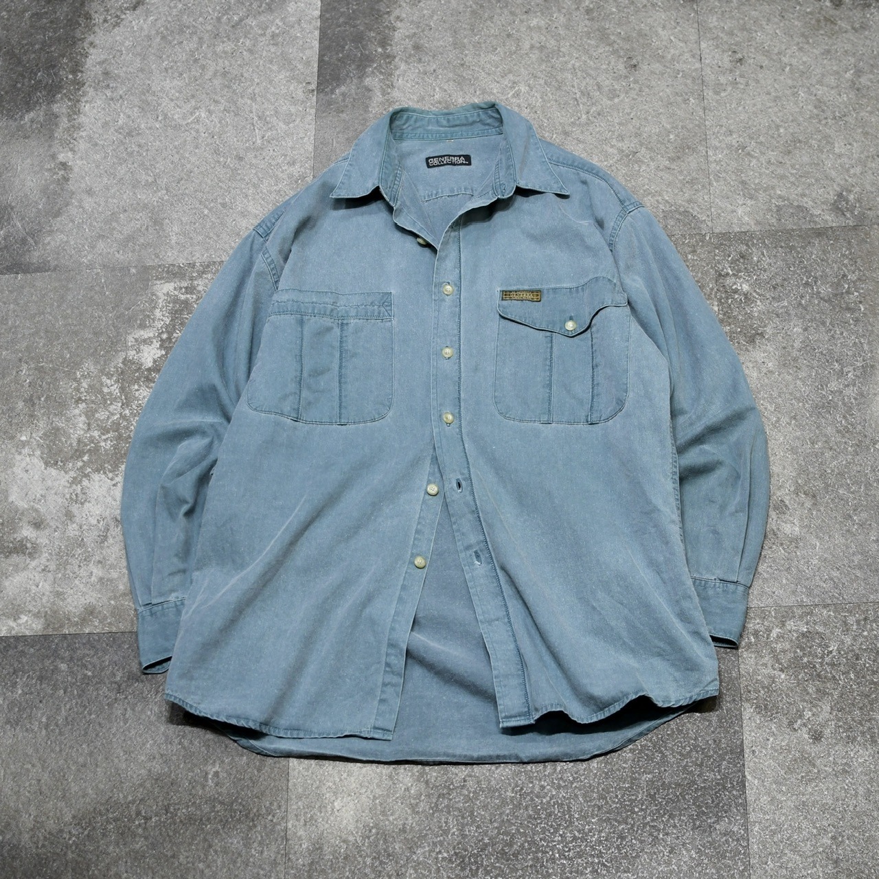 fade green cotton twill shirt