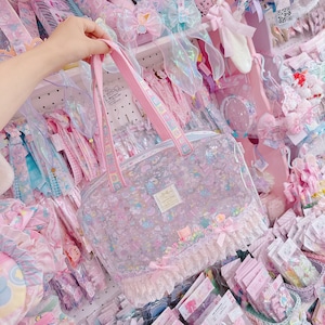 【E7】166-3ぬいぐるみ付2wayビニールバッグL(ショルダーひも別売)