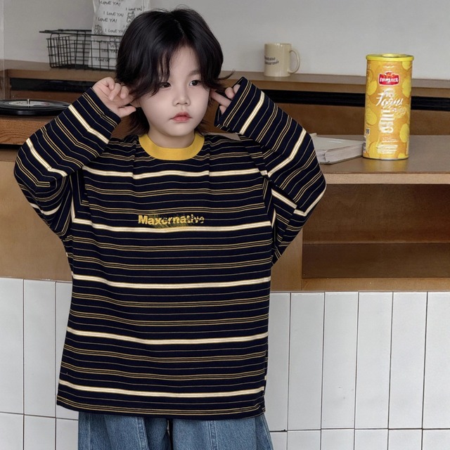 kids ボーダーバックロゴT