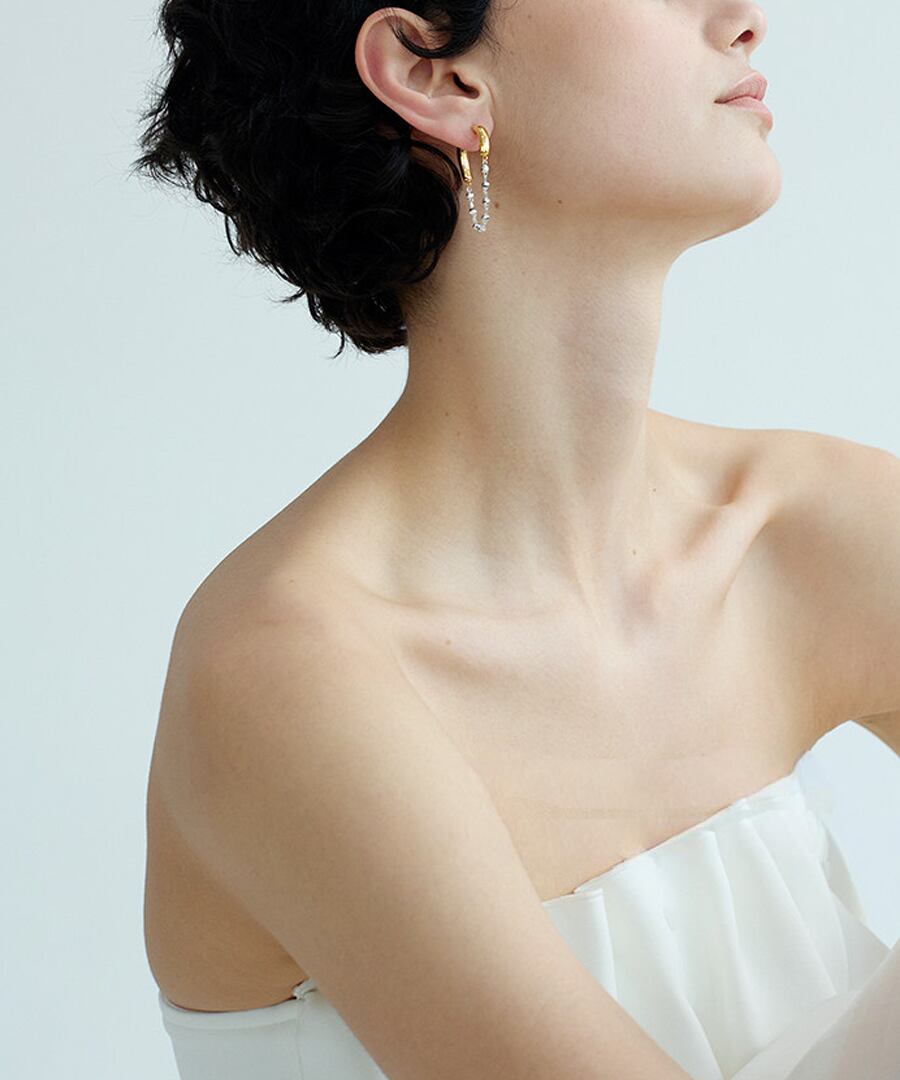 ゴールド&シルバー◆ミックスカラーピアス【e-70429】