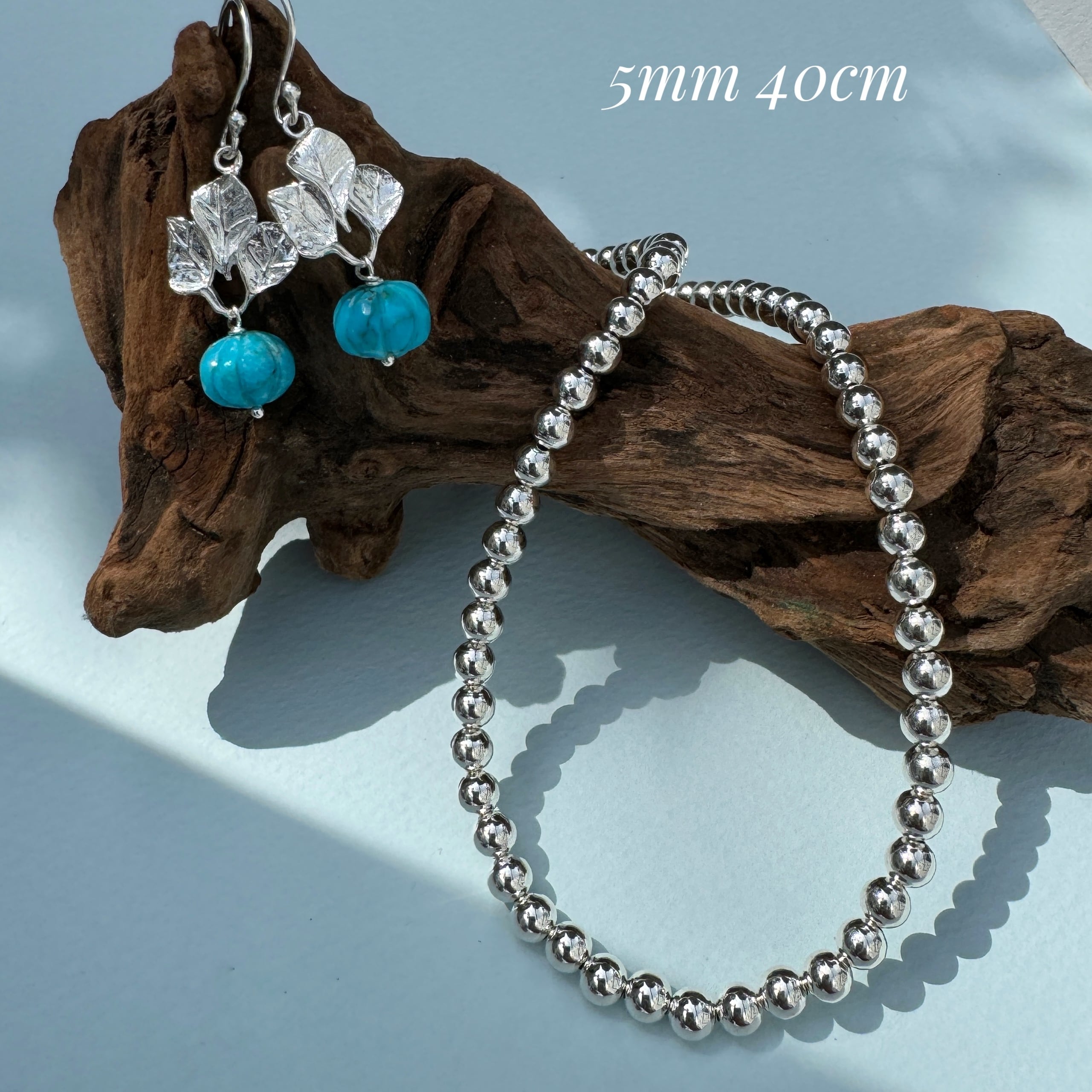 ナバホパール ネックレス 丸玉 5mm 40cm シャイニー《Indian ナバホパール ネックレス 丸玉 5mm 40cm シャイニー《Indian