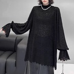 Coat Sleeve Lace Blouse High Neck T-Shirt (ME126)