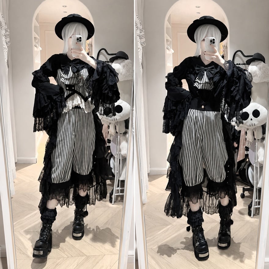 白影の貴公子 変形襟と姫袖レースのクラシカル王子系ロリータブラウス
