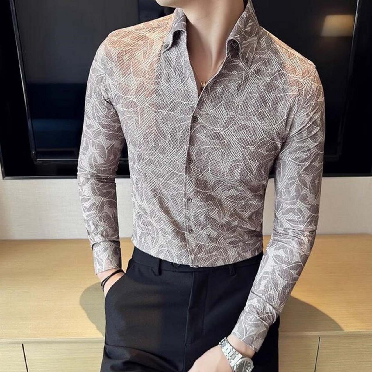 slim v neck shirt 00155