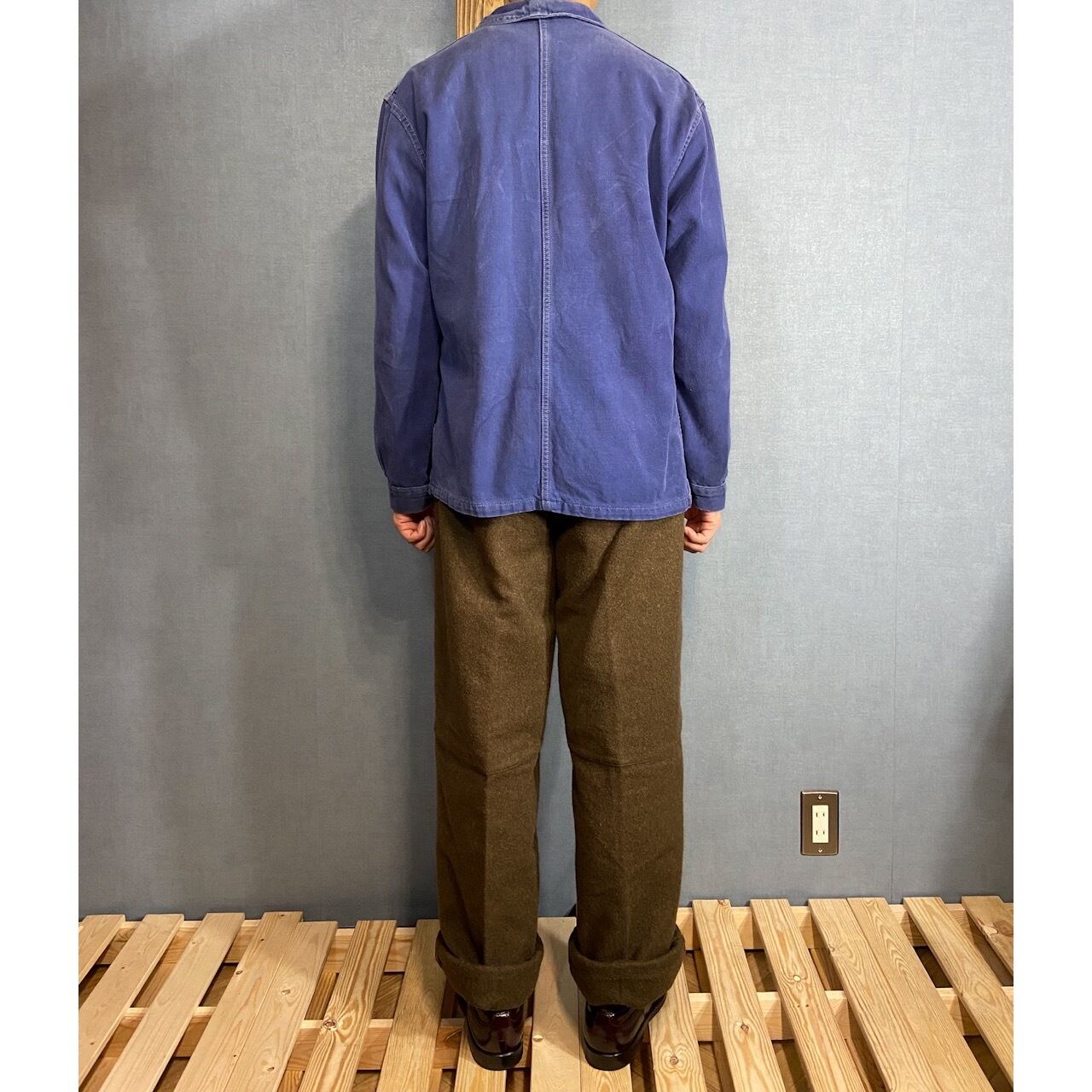 1940-50s】“Le Fort-Beau” French Cotton Twill Work Jacket With V