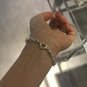 bone HEART chain bracelet silver925 #LJ20016B