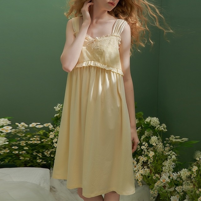 【3color】princess ribbon frill sling roomwear p977