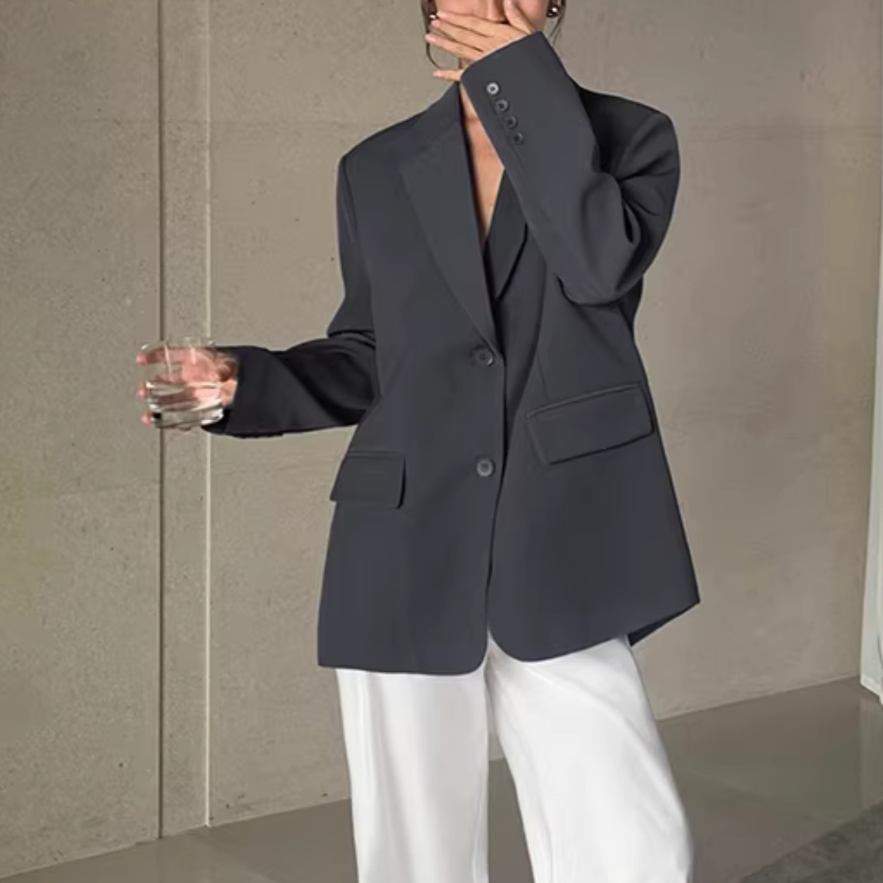 バックボタンデザイン  ゆったりシルエット ジャケット 00110・画像2