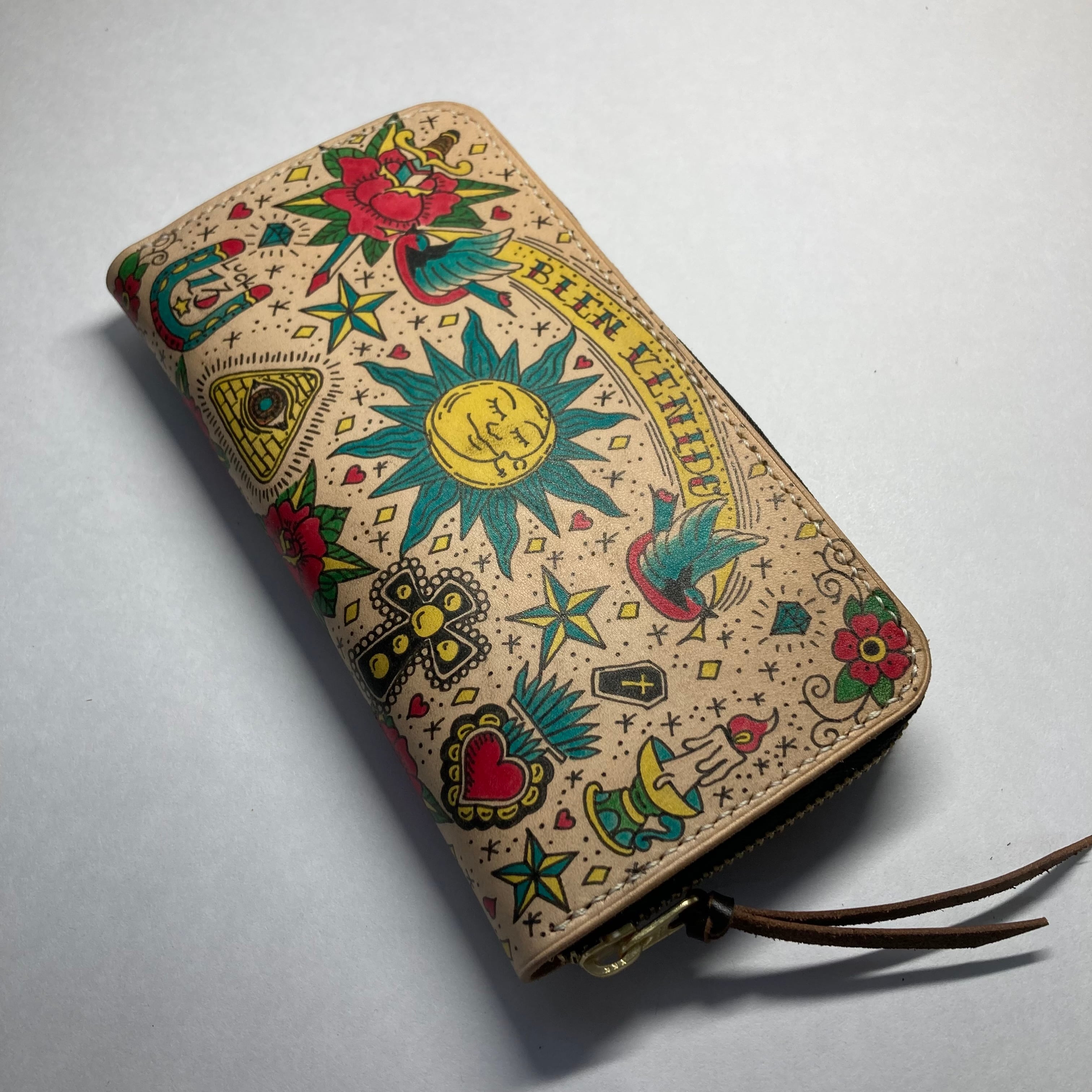 タトゥー × レザー》長財布 アメトラ オールドスクール 縁起物