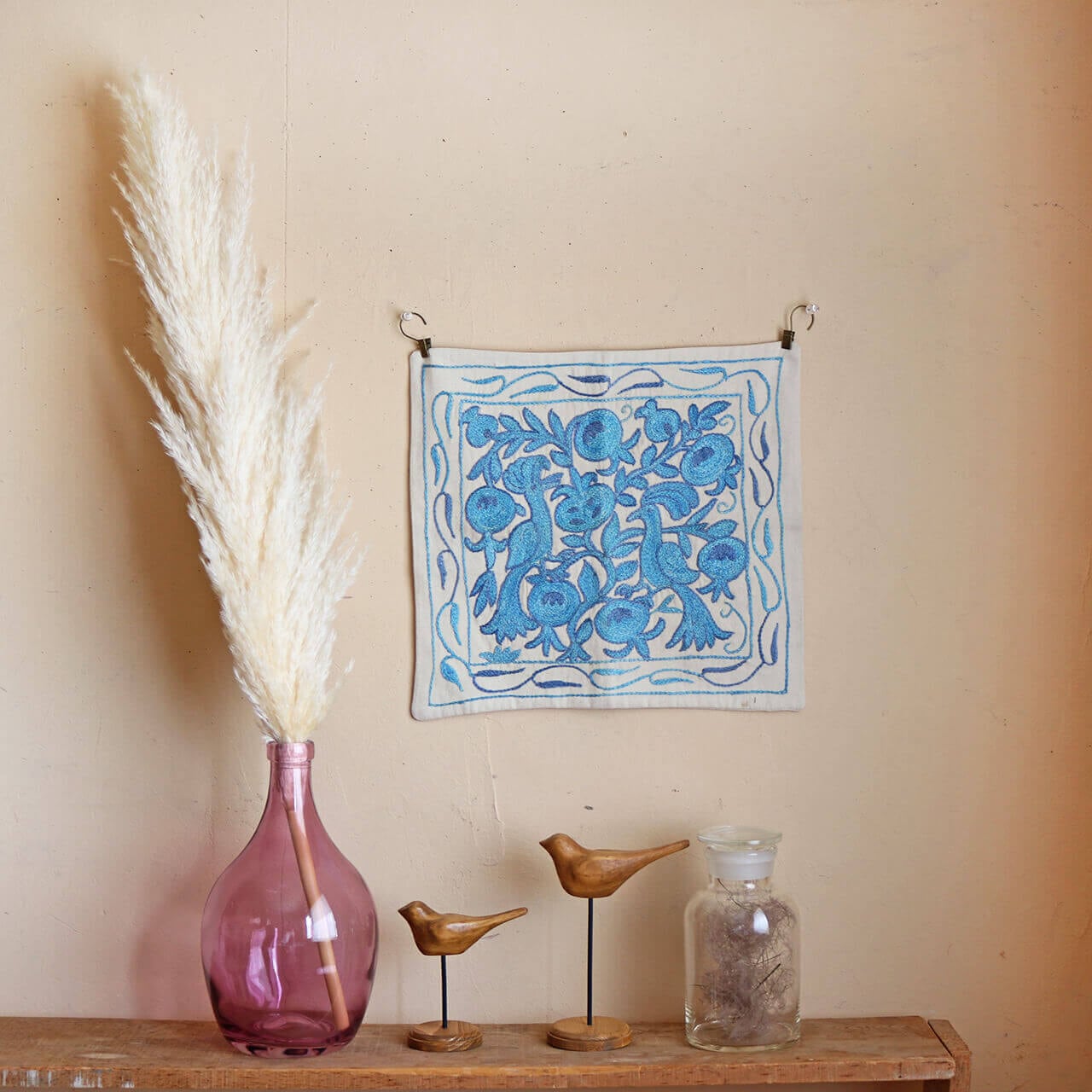 ボトル型のフラワーベース ブルー ・ パープル ＊ 花瓶 ガラス