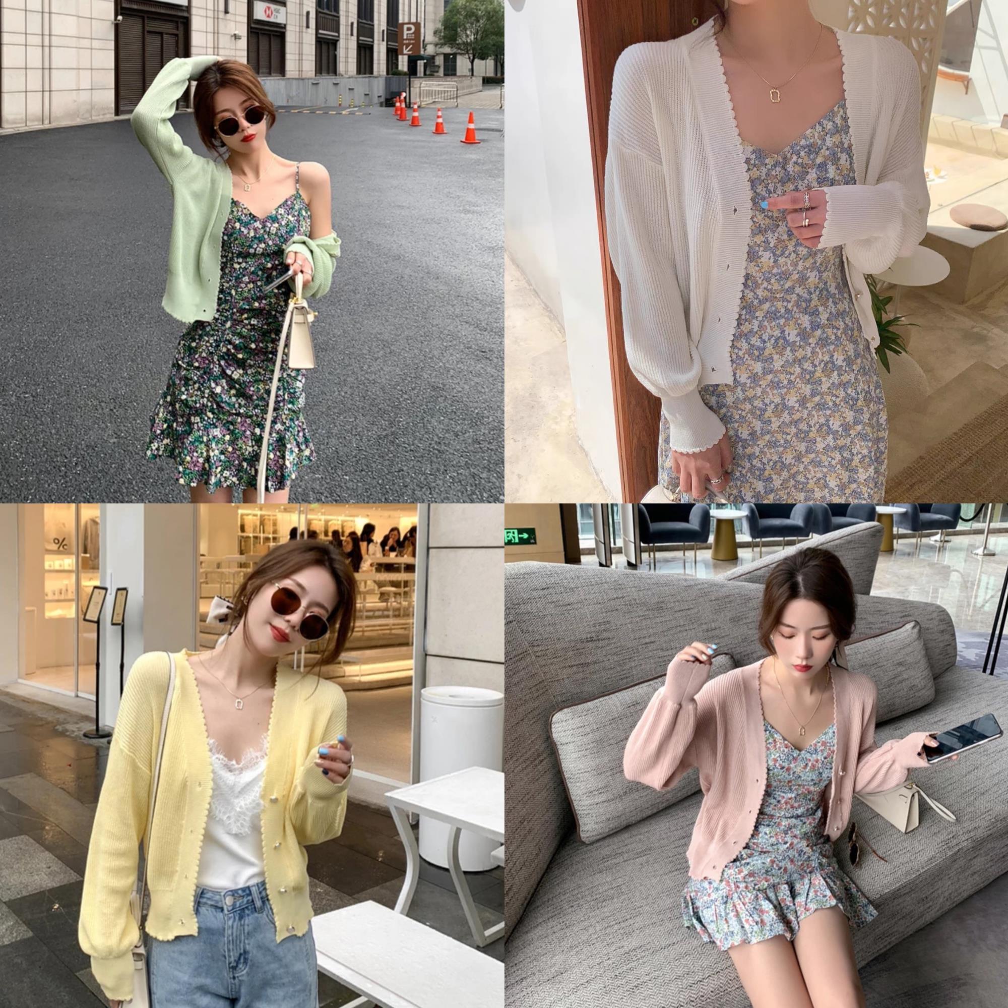 スプリングルーズVネックニットカーディガンレディースショートソリッド カラートップス 春物 ソリッドカラー 6Du_Shop_Women95767544788