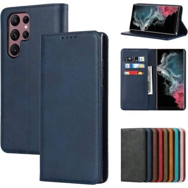 Eastwave for Samsung Galaxy S22 Ultra 5G / doo SC-52C / au SCG14 ケース サムスン ギャラクシー S22ultra 手帳型 ケース 携帯カバー 内蔵マグネット合成皮革 財布型カバーカード収納 横置きスタンド機能 人気 おしゃれ 二つ折り 耐衝撃 5色 ブルー 1506