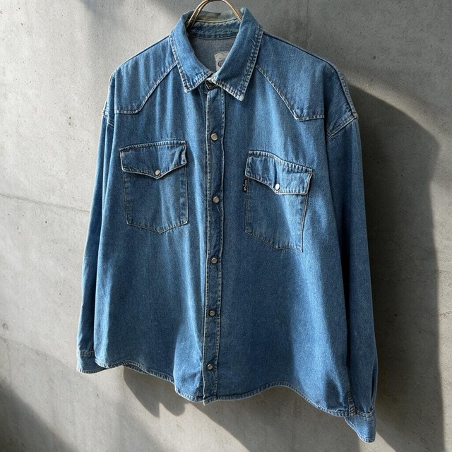 ［良シルエット］80s FOSTER デニム ウエスタンシャツ Euro