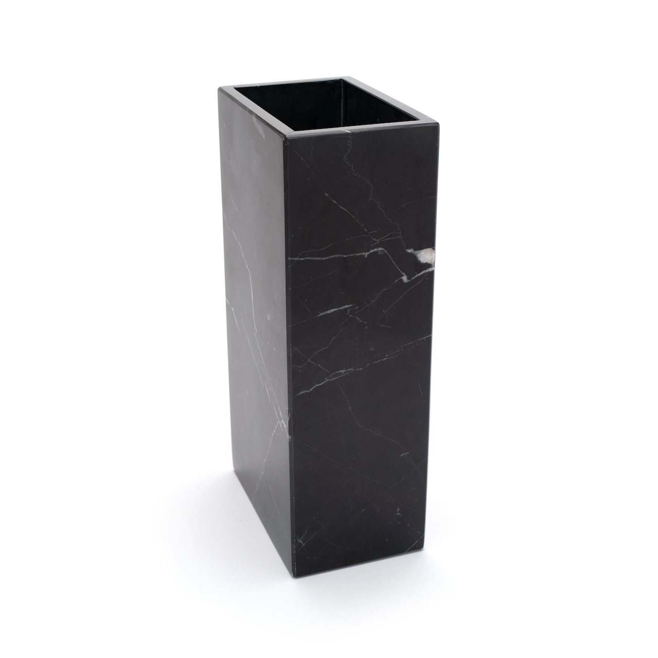 MARBLE SQUARE VASE - Black