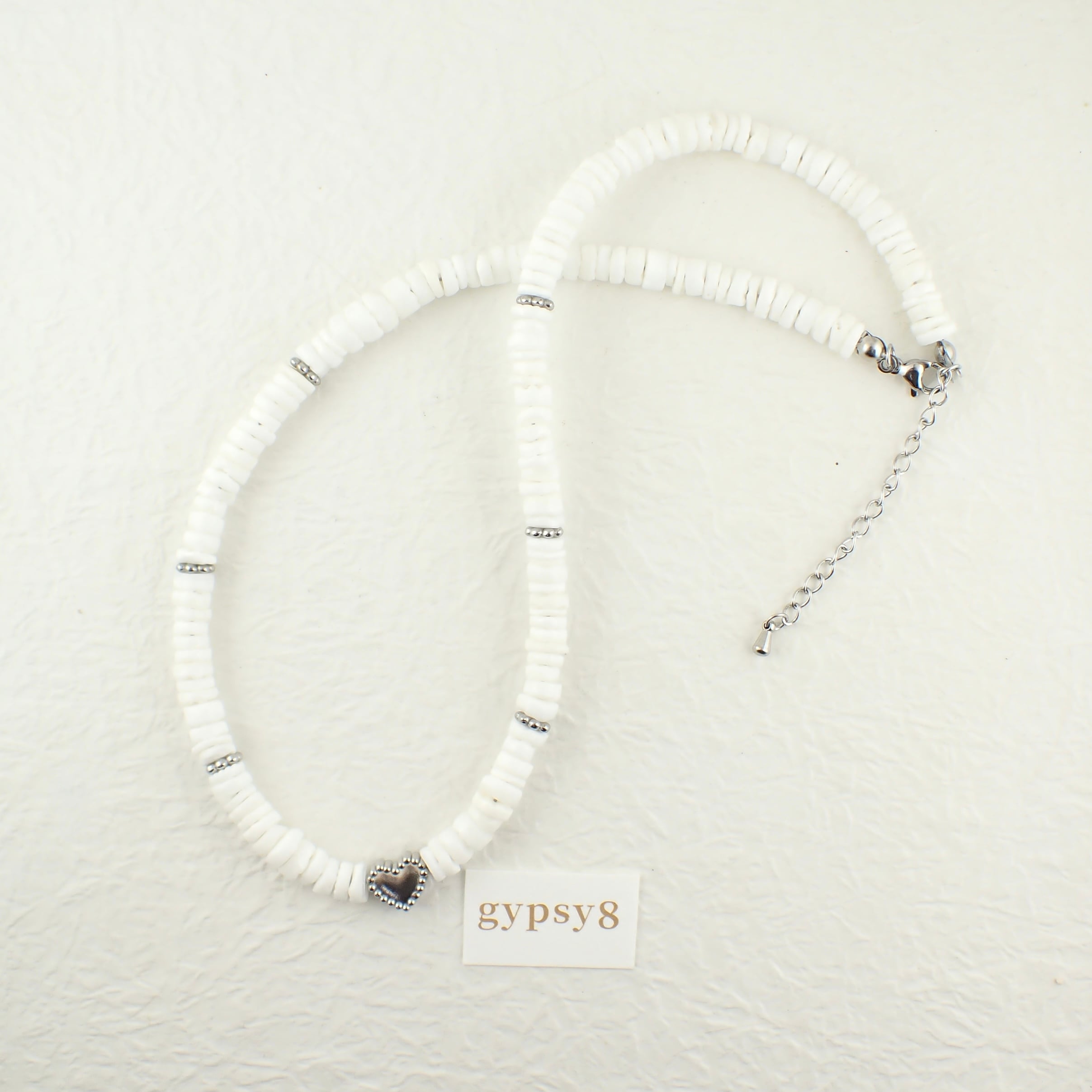 ホワイトシェルハートネックレス silver | gypsy8