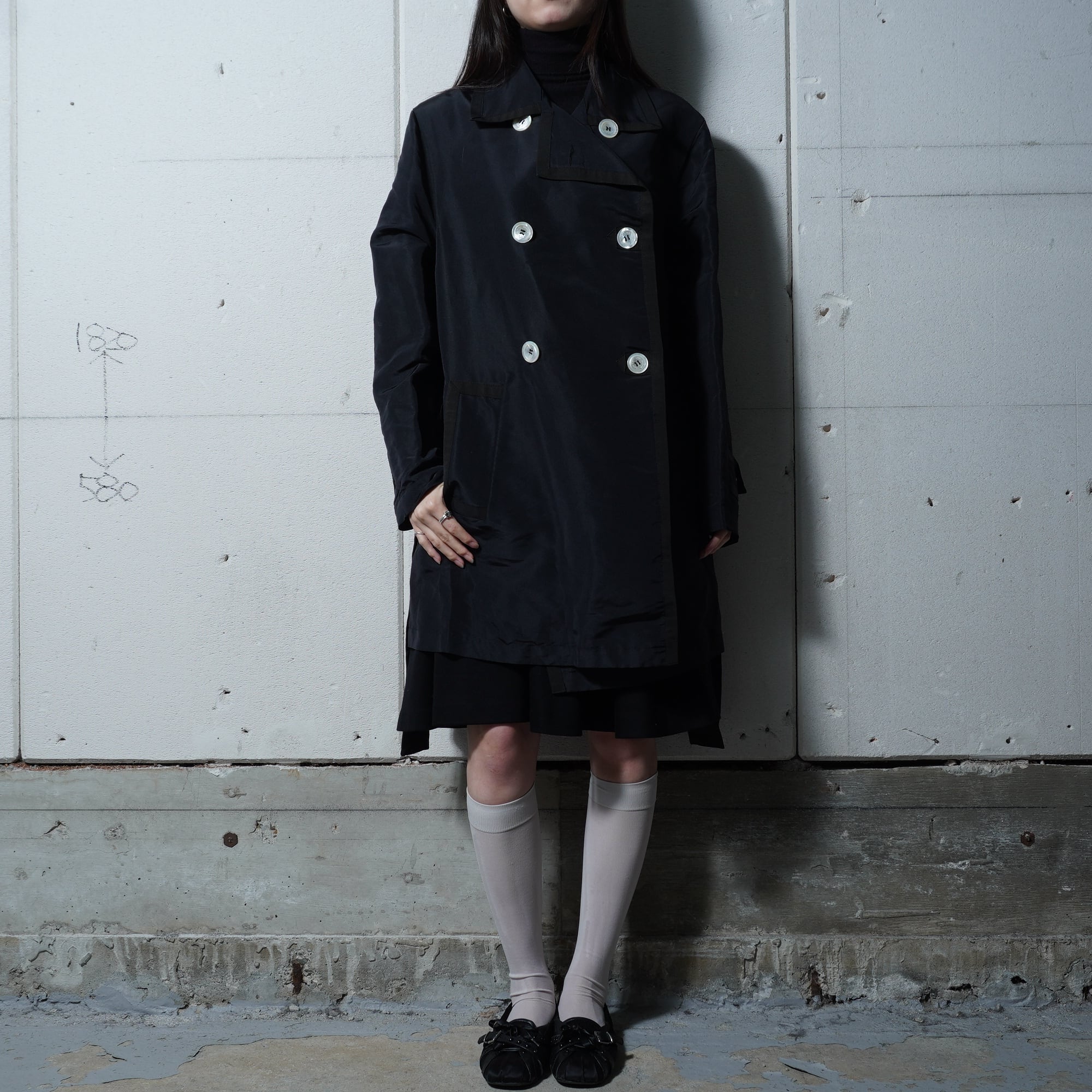 LOEWE】ロエベ SILK100%ロゴボタントレンチコート black | MIXHIVE