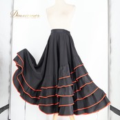 フラメンコ 衣装 prima boutique プリマブティック ファルダ スカート ブラック系 レッド系 黒 赤 ボランテ 段々 ライン 無地 レッスン 練習 レディース ダンス パーティ 発表会 ステージ 発表会衣装 舞台衣装