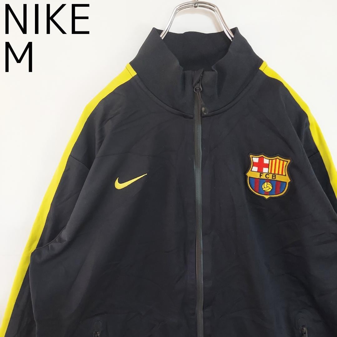 NIKE ナイキトラックジャケット FCバルセロナ ロゴ刺繍 M ブラック
