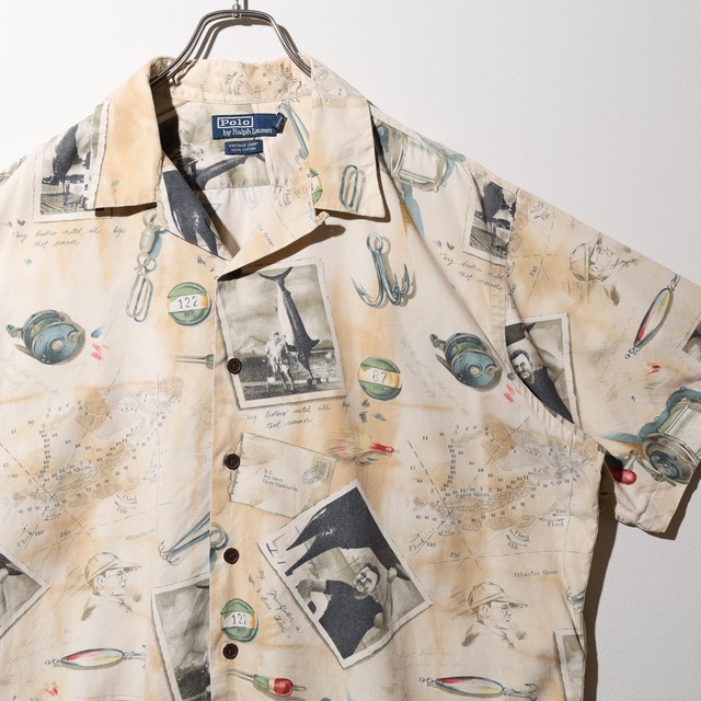 美品 XL Hemmingway Key West Vintage Camp ポロラルフローレン Polo Ralph Lauren ヘミングウェイ 半袖開襟シャツ 総柄