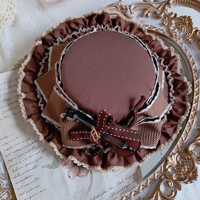 ロリィタ クラシカル ブラウン ヴァイオリン モチーフ ミニ ハット
