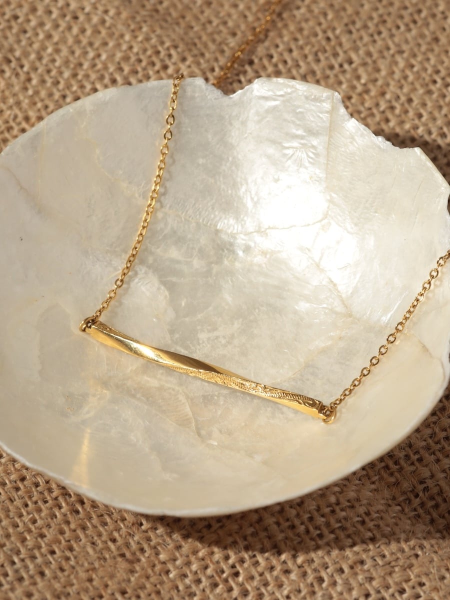 316L hawaiian twist bar necklace #n42