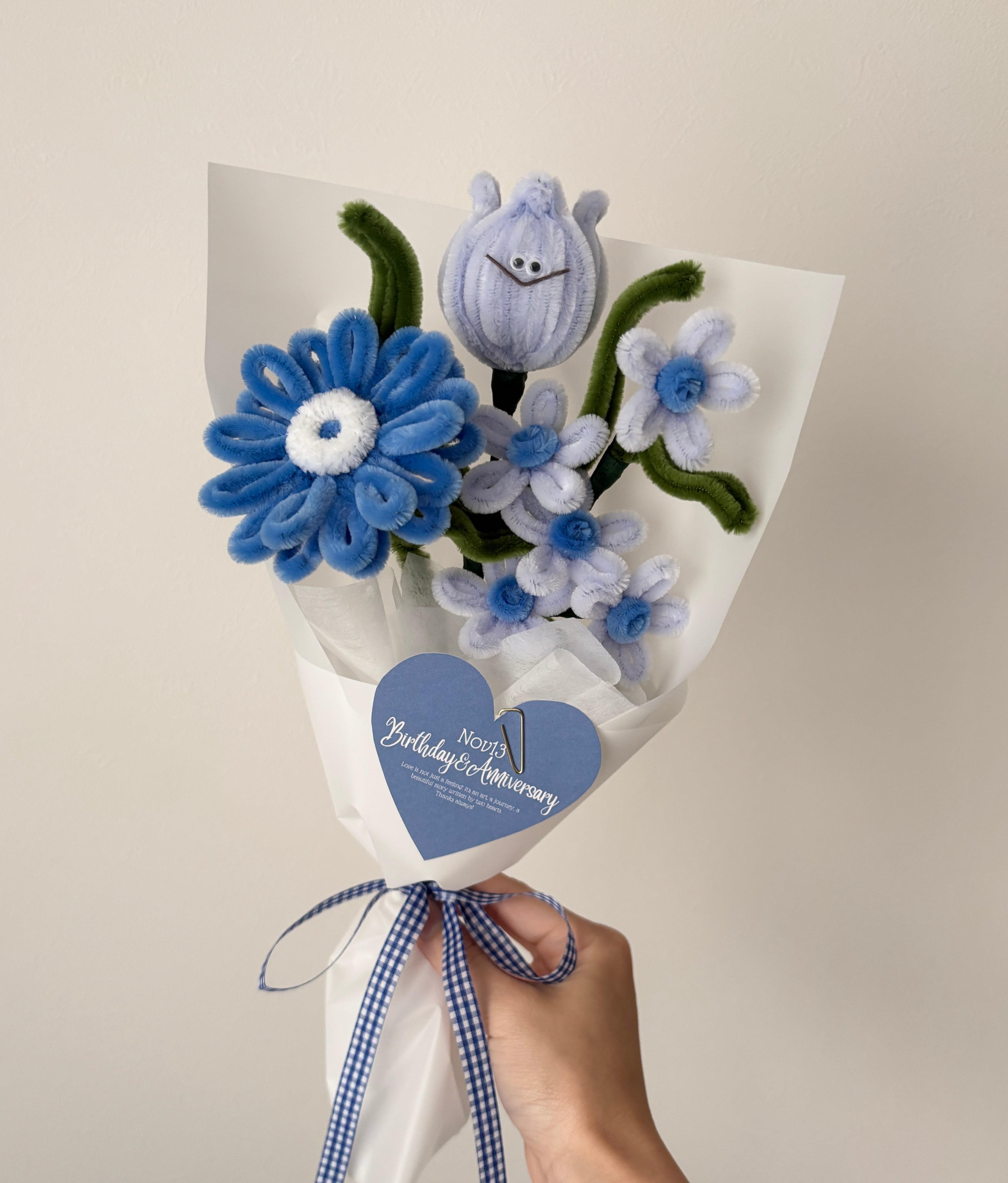 blue mini bouquet【モールフラワー3本】 | VOMUL