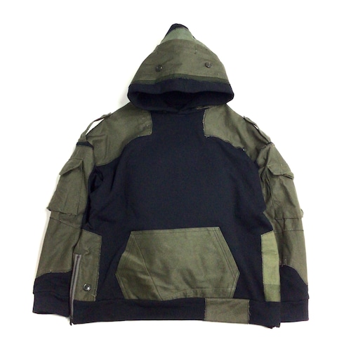 Remake Hoodie black×Military【hoodie06】