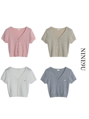 v-neck simple cardigan knit 4color【NINE7592】