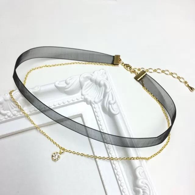 CONNIIEACCESSORI リボン ビジュー チョーカー ネックレス 