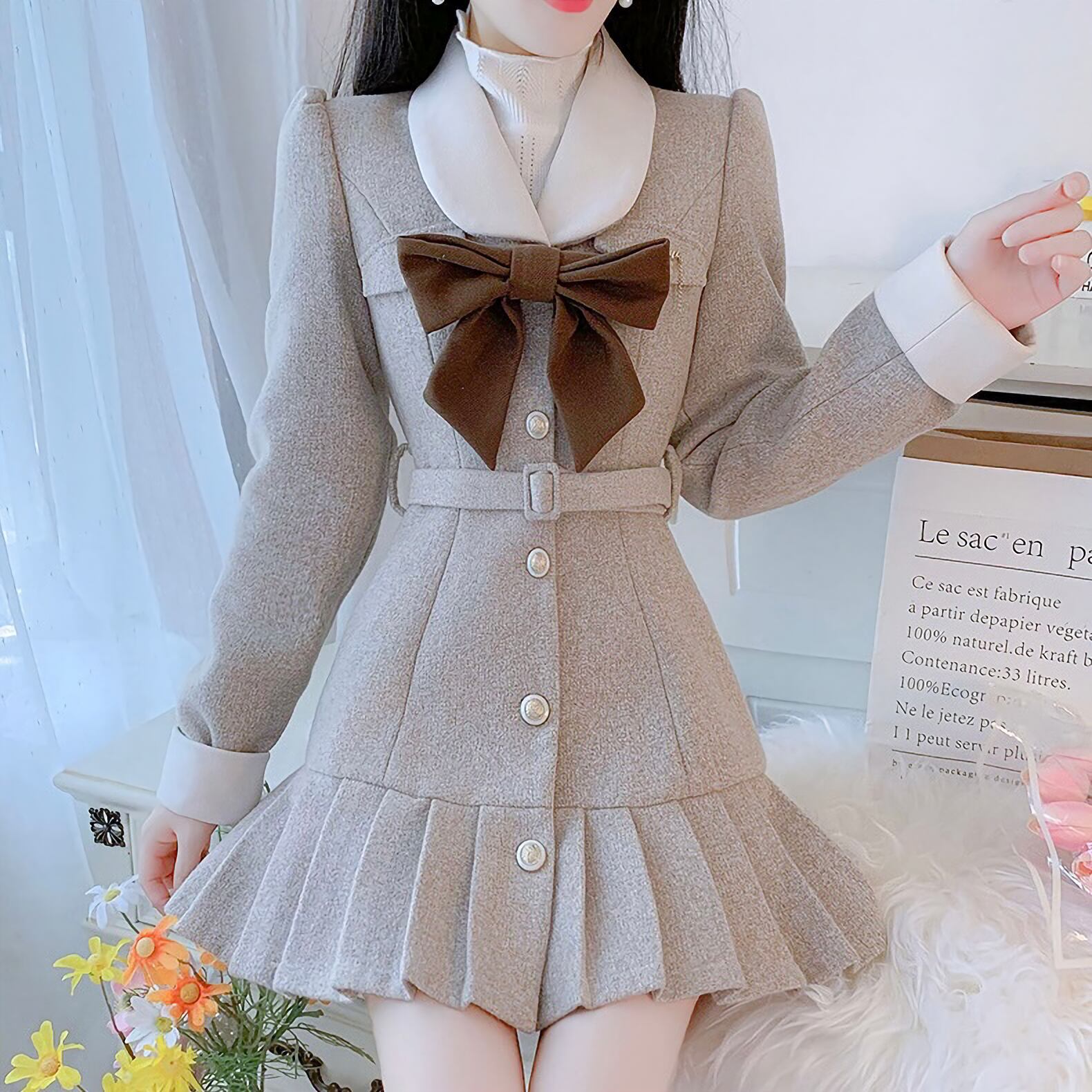 Big ribbon pleats suit op | selectshop MAJOLIE