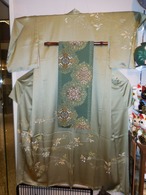 繻子綸子糸目手描友禅袷訪問着 silk  Kimono(No2)